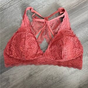 Lace Halter Bralette in Coral